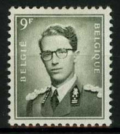 België 1073 * - Koning Boudewijn - Roi Baudouin - Type Marchand - 9F Groengrijs - 1953-1972 Lunettes