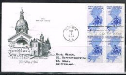 IND L 5 - ETATS-UNIS N° 763 Bloc De 4 New Jersey Sur FDC Pour La Suisse - 1961-1970