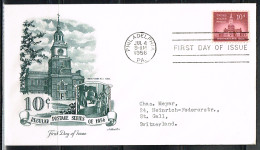 IND L 6 - ETATS-UNIS N° 615 Indépendance Hall Sur FDC Pour La Suisse - 1951-1960