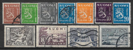 1930-1950 FINLAND Set Of 11 Used Stamps (Michel # 161,166B,170A,174,176F,176I,178,179,209,240,296) CV €8.95 - Used Stamps