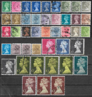 1970-1995 GREAT BRITAIN LOT OF 43 MACHINE DEFINITIVE USED STAMPS Scott CV $25.35 - Frankeermachines (EMA)