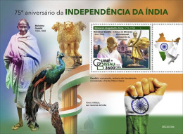 Guinea Bissau 2022, 75t India Independence, Peacock, BF - Paons