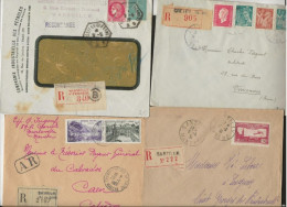 LOT DE 4 LETTRES RECOMMANDEES -AFFRANCHISSEMENT DIVERS - PERIODE 1931-1968 TB - Mechanische Stempels (varia)