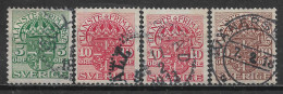 1910-1919 SWEDEN Official Set Of 4 Used Stamps (Scott # O45,O48,O53) - Service