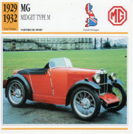 Fiche  -  Voiture De Sport  -  M.G. Midget Type M  (1930)   -  Carte De Collection - Voitures