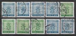 1955 SWEDEN Set Of 10 Used Stamps (Scott # 474-476) CV $2.60 - Usados