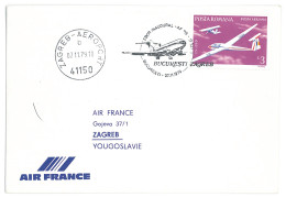 CV 26 - 244 AIRPLANE, Flight Romania-Croatia - Cover - Used - 1979 - Cartoline Maximum