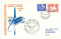 CV 26 - 26 AIRPLANE, Flight Romania-Switzerland  - Cover - Used - 1969 - Maximum Cards & Covers