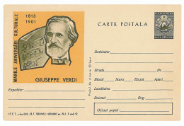 IP 63 - 628d Italy, Giuseppe VERDI, Music, Romania - Stationery - Unused - 1963 - Interi Postali