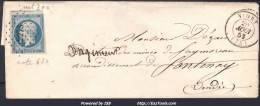 FRANCE N° 10 SUR LETTRE AVEC PC 2273 NIORT DEUX SEVRES + CAD DU 20/08/1853 - 1852 Louis-Napoléon