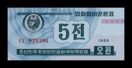 Corea Del Norte North Korea 5 Chon 1988 Pick 24(1) Blue Color Sc Unc - Korea, North