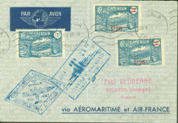 Cameroun Cachets 1er Courrier Aérien Cameroun France 22 5 37 + Congo Sénégal France Aéromaritime Air France 1er Voyage - Brieven En Documenten