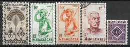 1943-1947 Madagascar Set Of 1 Used + 4 MLH  Stamps (Michel # 350,387,388,402,Postage Due 31) CV €1.50 - Nuevos