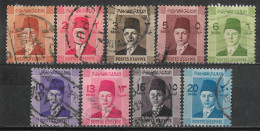 1937-1944 EGYPT SET OF 9 USED STAMPS (Scott # 206-208,210-215) CV $2.10 - Used Stamps