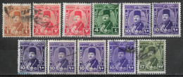 1944-1950 EGYPT Set Of 11 Used Stamps (Scott # 242,243,245,247,249) CV $2.50 - Usati