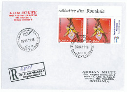 CP 16 - 2044-a ORCHIDS, Romania - Registered, Stamp With TABS - 2011 - Lettres & Documents