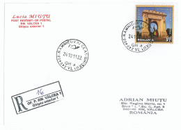 CP 16 - 16c-a BUCURESTI, Romania, Arch Of Triumph - Registered - 2011 - Cartas & Documentos