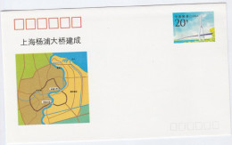 YANGPU BRIDGE, MAP Illus CHINA Postal STATIONERY Cover  Stamps - Buste