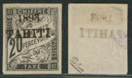 Colonies Françaises - Tahiti (Taxe) : Yv N°21* Neuf Charniéré. Signé Calves - Unused Stamps