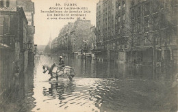 Paris * 12ème * Inondations Janvier 1910 * Avenue Ledru Rollin * Un Habitant Rentrant à Cheval * Crue De La Seine - District 12