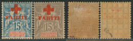 Colonies Françaises - Tahiti : Yv N°34/35* Neuf Charniéré. Croix-rouge / Red-cross, Signé Brun - Neufs