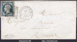 FRANCE N°10 SUR LETTRE PC 2094 MONTFORT SUR MEU ILLE ET VILAINE DU 17/08/1853 - 1852 Luis-Napoléon