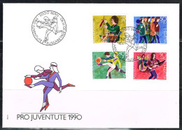 JEUX-L5 - SUISSE N° 1359/62 Pro Juventute 1990 Thème Jeunesse Sur FDC - Cartas & Documentos