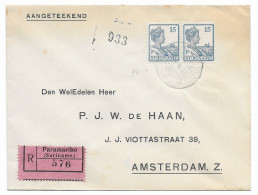 Suriname 1930, Registered To The Netherlands With Pair Of NVPH 91 (SN 2815) - Surinam ... - 1975