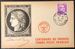 France, Divers Sur CP Commémorative "centenaire Du Timbre-poste" 1949 - (A076) - Gedenkstempel