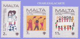 MALTA REPUBLIC  1979  YEAR OF THE CHILD  S.G. 627-629  U.M. - Malta