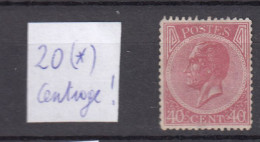 Belgie - Belgique : Ocb Nr:  20 (*)sans Gomme  MH (zie Scan) - 1865-1866 Profilo Sinistro