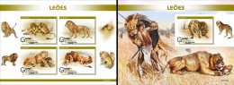 Guinea Bissau 2022, Animals, Lions, 4val In BF+BF IMPERFORATED - Big Cats (cats Of Prey)