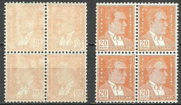 Turkey; 1933 2nd Ataturk Issue Stamp 20 P. "Abklatsch" ERROR (Block Of 4) - Nuevos