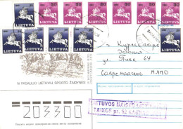 Lithuania:Cover With Lot Of Stamps From Lithuania To Estonia, 1992 - Lituanie