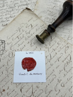 CACHET CIRE ANCIEN - Sigillographie - SCEAUX - WAX SEAL - 1855 Vicomte C Du MORNAY - Stempel & Siegel