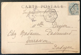 France N°111 Sur CPA TAD VAUBADON, Calvados 12.9.1907 - (A112) - 1877-1920: Semi Modern Period