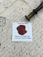 CACHET CIRE ANCIEN - Sigillographie - SCEAUX - WAX SEAL - 12 Décembre 1854 MOURINS D'ARFEUILLE Maire De Chatel Audren - Sellos