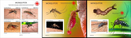 Guinea Bissau 2022, Animals, Mosquito, Red Cross, 4val In BF+BF IMPERFORATERD - Red Cross