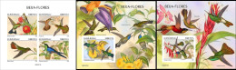 Guinea Bissau 2022, Animals, Hummingbirds, 4val In BF+BF IMPERFORATED - Pájaros Cantores (Passeri)