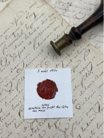 CACHET CIRE ANCIEN - Sigillographie - SCEAUX - WAX SEAL - 5 Aout 1854 NAU Secrétaire Du Préfet Des Côtes Du Nord - Stempel & Siegel