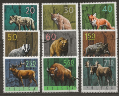 POLAND Oblitéré 1483-1491 ANIMAUX DES FORETS LOUP LYNX RENARD OURS SANGLIER CERF ELAN BISON - Usados