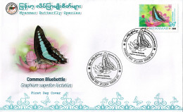 MYANMAR 2024 COMMON BLUEBOTTLE BUTTERFLY FDC - Myanmar (Burma 1948-...)