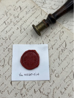 CACHET CIRE ANCIEN - Sigillographie - SCEAUX - WAX SEAL -VON NEGELEIN - Stempels