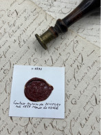 CACHET CIRE ANCIEN - Sigillographie - SCEAUX - WAX SEAL - V 1890 Comtesse Antoine De NICOLAY Né Marie De VOUGUE - Sellos