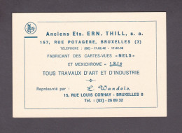 Carte De Visite Publicitaire Etablissement Thill Nels Bruxelles Représenté Par L. Wandels Imprimerie Edition (58767) - Cartes De Visite