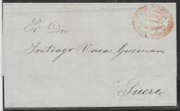 Bolivia 1862, Folded Letter From Cochabamba To Sucre (SN 2822) - Bolivia