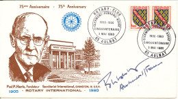 France Cover ROTARY International 75th Anniversary And Local Club 50th Anniversary SIGNED Cover - Rotary, Lions Club