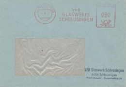 DDR Brief Mit Freistempel Schleusingen 1977 Rot VEB Glasweke Schleusingen - Maschinenstempel (EMA)