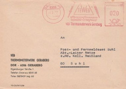 DDR Brief Mit Freistempel Geraberg 1977 Rot VEB Thermometerwerk Geraberg - Frankeermachines (EMA)