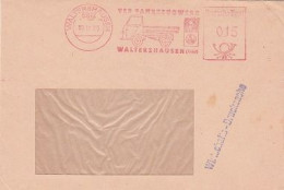 DDR Brief Mit Freistempel Waltershausen 1977 Rot VEB Fahrzeugwerk Waltershausen Motiv LKW - Franking Machines (EMA)